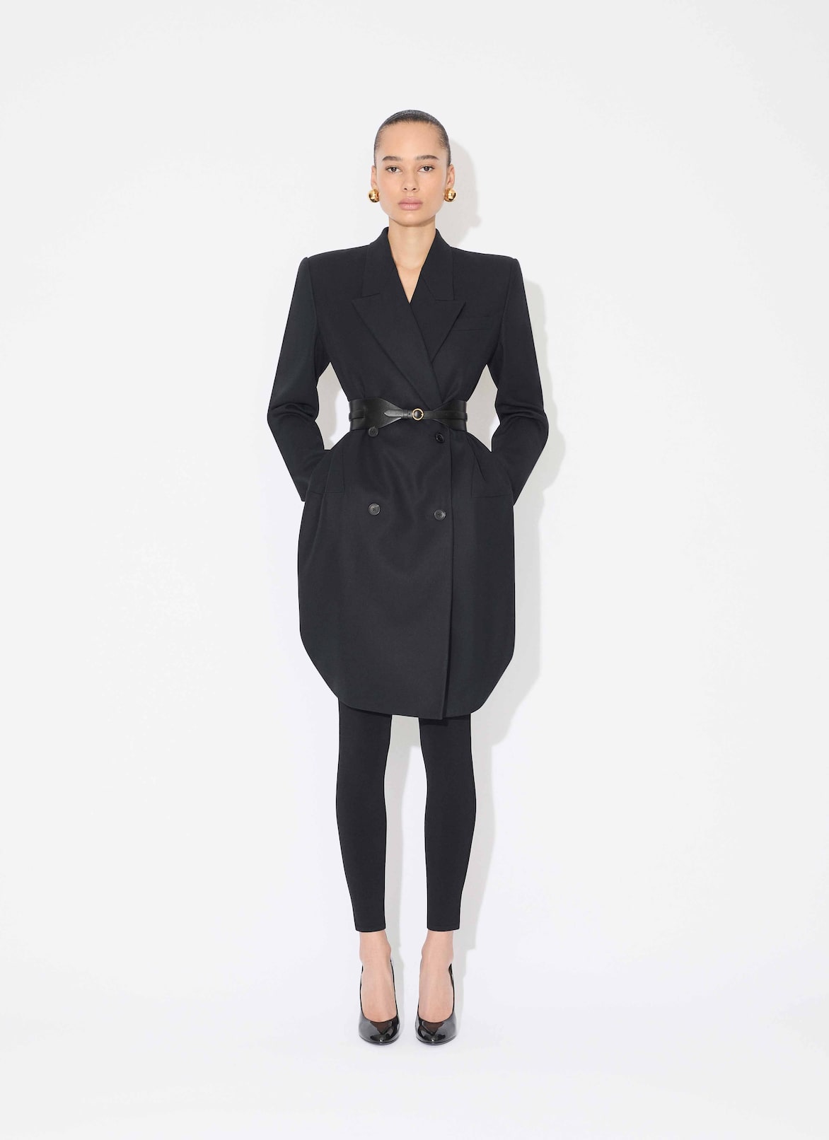ROUND COTTON COAT ALAÏA DARK BLUE ROUND COTTON COAT